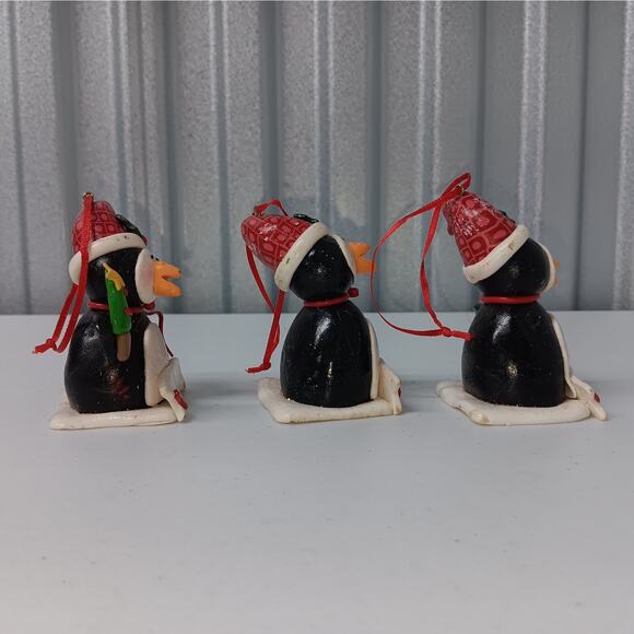Penguin Christmas ornaments personalizable polymer clay bundle of 3 - Picture 6 of 7